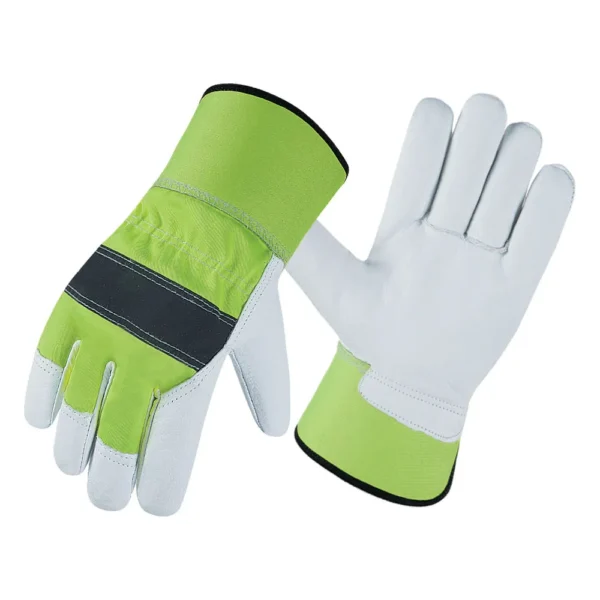 BESTO  FLOURESCENT PREMIUM CANADIAN RIGGER INDUSTRIAL SAFETY LEATHER WORK GLOVES