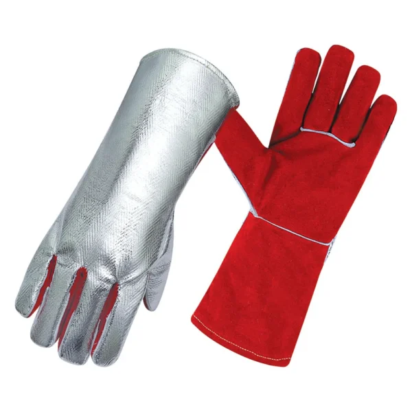 BESTO  ALUMINUM FOIL 800 DEGREES  HEAT RESISTANT INDUSTRIAL LEATHER WELDING GLOVES